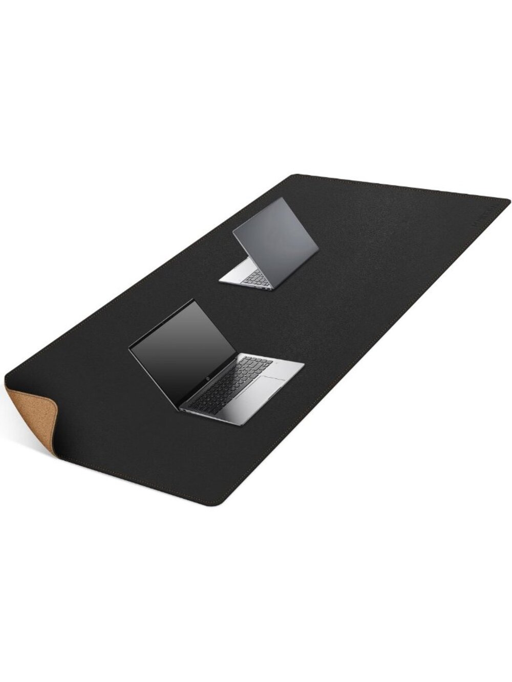 XXL Black Cork & Leather Desk Mat 63”x31.5” - Large Desk Pad for Home Office
